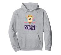 Popsicle Prince: Lindo Dibujo Animado de Helado Real Sudadera con Capucha, Unisex para Adultos, Gris Jaspeado, XXL