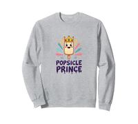 Popsicle Prince: Lindo Dibujo Animado de Helado Real Sudadera, Unisex para Adultos, Gris Jaspeado, XL