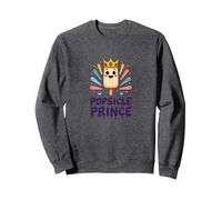 Popsicle Prince: Lindo Dibujo Animado de Helado Real Sudadera, Unisex para Adultos, Jaspeado Oscuro, XXL