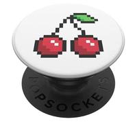 PopSockets - Agarre para teléfono con soporte expandible, agarre adhesivo, cerezas de 8 bits