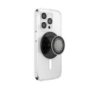 PopSockets Agarre Redondo para teléfono Compatible con MagSafe, Anillo Adaptador Incluido, Soporte para teléfono, Compatible con Carga inalámbrica, Esmalte Martillado Negro Sol