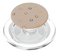 PopSockets MagSafe PopGrip con diseño de cara sonriente en tonos beige y marrón, estilo años 90, Y2K, compatible con iPhone.