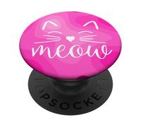 Popsockets- Meow Cute Cat Face Regalo para los amantes de los gatos PopGrip: Agarre intercambiable para Teléfonos y Tabletas