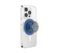 PopSockets Phone Grip for MagSafe, Secure Magnetic Phone Grip & Stand, Hands-Free Kickstand, Wireless Charging Compatible - Enamel Lace Blue Vermeer