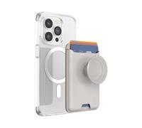 PopSockets: PopWallet para MagSafe - con Agarre - Incluye Anillo Adaptador para MagSafe - Delgado Tarjetero reposicionable para Smartphones y Fundas - SoftGoods - Horchata
