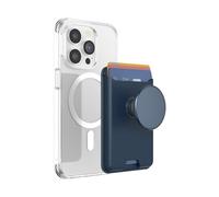 PopSockets: PopWallet para MagSafe - con Agarre - Incluye Anillo Adaptador para MagSafe - Delgado Tarjetero reposicionable para Smartphones y Fundas - SoftGoods - Navy Blue
