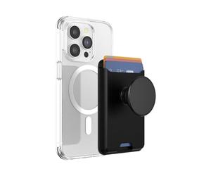 PopSockets: PopWallet para MagSafe - con Agarre - Incluye Anillo Adaptador para MagSafe - Delgado Tarjetero reposicionable para Smartphones y Fundas - SoftGoods - Black