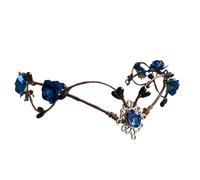 Popular corona gótica de hada de carnaval de elfo oscuro, tocado de bruja ideal para renacimiento, Halloween, cosplay y sesión de fotos de boda gótica, marrón y azul