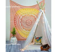 Popular Handicrafts Kp667 - Tapiz psicodélico bohemio con diseño de mandala, hippie degradado, para colgar en la pared, arte étnico, decoración de dormitorio, colcha india, tapiz de pensamiento