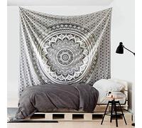 Popular Handicrafts, Tapiz para colgar en la pared, colcha de diseño hippie, degradado, mandala, bohemio, hippie, psicodélico, hindú, 75 x 100 cm, Negro y gris