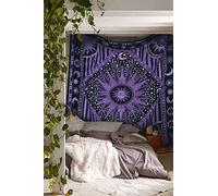 Popular Handicrafts. Tapiz para colgar en la pared, hippie, ardiente, sol y luna, bohemio, psicodélico, diseño indio, colcha, 215 x 230 cm, morado