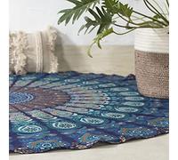 Popular Handicrafts Tapiz redondo para colgar en la pared, diseño de mandala con efecto degradado, estilo bohemio, hippie, diseño indio intrincado, 178 cm, color azul marino