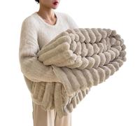 Popular Thickened Rabbit Soft-Touch Nap Blanket, Flannel Milk Micro-Soft Double Sided Soft Warm Throw for Bed Sofa Couch, Gentle-Texture Nap Throw, Lightweight Winter Comfort Cover for Adults Home Use