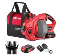 Populo Kit de desagüe eléctrico de iones de litio de 18V(20V Max), cable flexible de 7.6m, desagüe automático inalámbrico de hasta tuberías de 50mm
