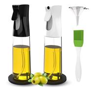 POPYS 2 Piezas Pulverizadores de Aceite para Cocinar de 300ml + Embudo + 2 Soportes Antideslizantes + Pincel | Spray de Cocina libre BPA (No Apto Lavavajillas) (2 SPRAYS)
