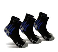 POPYS 3 Pares de Calcetines Deporte Hombre y Mujer de Algodón COOLMAX | Calcetines Ciclismo Hombres con Acolchado Mejorado para Cualquier Actividad (FR/ES, Números, 39, 42, Regular, Regular, Negro)