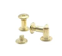 POQAX 10 remaches de encuadernación chapados en negro SUS 304, remache de rosca M4 con cierre a presión de acero al carbono chapado.(Gold,M5 x 35mm)