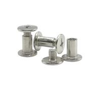 POQAX 10 remaches de encuadernación chapados en negro SUS 304, remache de rosca M4 con cierre a presión de acero al carbono chapado.(Light Silver,M5 x 5mm)