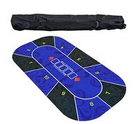 Póquer Mat, Mesa de póker Plegable, Mesa de Casino for Blackjack y Texas Hold'em, Mesa de póker portátil de Goma for 10 Jugadores.(BLU)
