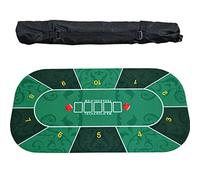 Póquer Mat， Mesa de póker Plegable, Mesa de Casino for Blackjack y Texas Hold'em, Mesa de póker portátil de Goma for 10 Jugadores.(Green)