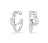 Swarovski Aretes aro Matrix - Corazón blanco, baño de rodio, cristal y circonia cúbica, talla única