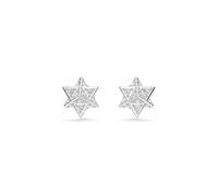 Swarovski Dextera Pendientes de tuerca, estrella, cristales blancos de corte redondo en un ajuste chapado en rodio, talla única, cristal, chapado en rodio, chapado en rodio, talla única, Cristal,