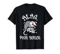 por desgracia, pobre Yorick zarigüeya y cráneo William Shakespeare Hamlet Camiseta gráfica económica, Hombre, Negro, L