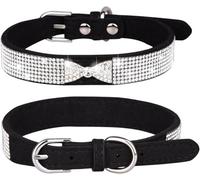 por el Hundhalsband, Bonito Collar for Perro con Lazo Brillante for niñas y niños, Personalizado Diamantes de imitación for Cachorros pequeños, medianos Grandes(Black,XXS)