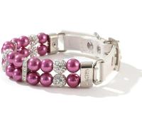 por el Hundhalsband, Collar de Perro Lujo Hecho a Mano con Perlas, Ajustable, Cuero sintético, Elegante, Cristales imitación(Purple,S)