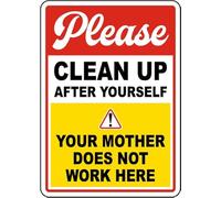 Por Favor, Limpia Después De Ti Letreros De Estaño Resistente Y Duradera Letrero De Lata Divertido Letrero De Metal Para Hogar Garaje Patio 20X30Cm