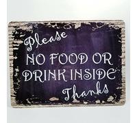 por Favor, No Se Permite Comer Ni Beber Dentro. Gracias. Cartel De Metal Divertido Placa Metálica Impermeable Letrero De Metal para Pub Bar Patio 20X30Cm