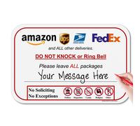 Por favor, no toque ni toque el timbre: deje el letrero del paquete en blanco Escriba su propio mensaje de entrega 6"" x 9"" PVC no se oxida No se