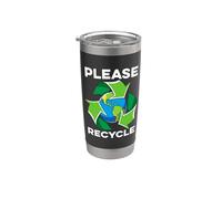Por favor, recicla ama reciclar basura Día de basura Reciclaje Vaso térmico de acero inoxidable de doble pared