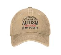 por Favor, Ten Paciencia, Tengo Autismo y una Pistola Gorra de béisbol Unisex Gorra de béisbol Distressed con un Dicho Divertido Vintage Entrenamientos al Aire Libre Sombrero Suave