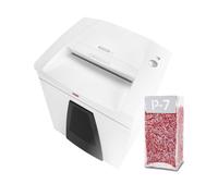 Por favor, traduzca al español: Destructor de papel HSM Securio B35 P7 1x5 de confeti incluido el aceite.