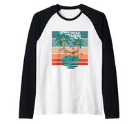 por Fin de Vuelta de Vacaciones Retro Vintage Palmeras Camiseta Manga Raglan