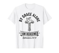 por Grace Alone I Am Redeemed Christian Faith Verso de la Biblia Arte Camiseta