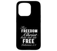 Por la libertad Cristo nos ha liberado Gálatas 5:1 Christian Carcasa para iPhone 15 Pro