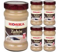 Por Pufai Grocery, Koska Tahini Pasta de sésamo tradicional turco postre Kadayif hilos de pastelería kadaifi dubai pasta de chocolate Tahin aromático, especialidad oriental árabe típica 300 gramos x 5