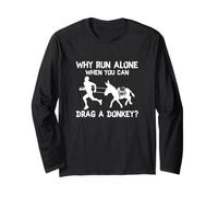¿Por qué correr solo cuando puedes arrastrar un burro divertido Burro Racing Manga Larga