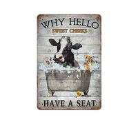 Por qué Hello Sweet Cheeks Have A Seat Cow Metal Tin Sign Retro Iron Painting Tin Poster Placa Decoración de la habitación Cocina Baño Farm Club Bar Cafe Shop Men Cave Home Decoración de la pared Idea