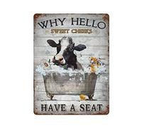 Por qué Hello Sweet Cheeks Have A Seat Cow Metal Tin Sign Retro Iron Painting Tin Poster Placa Decoración de la habitación Cocina Baño Farm Club Bar Cafe Shop Men Cave Home Decoración de la pared Idea