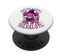 ¿por qué Hex a Little When You Can Hexalotl Funny Axolotl Witch PopSockets PopGrip Adhesivo