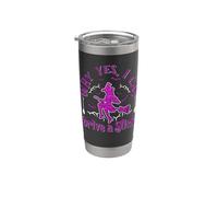 ¿Por qué sí puedo conducir un palo de miedo divertido bruja de Halloween Vaso térmico de acero inoxidable de doble pared