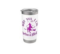 ¿Por qué sí puedo conducir un palo de miedo divertido bruja de Halloween Vaso térmico de acero inoxidable de doble pared