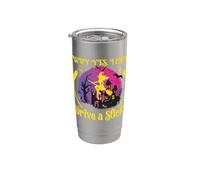 ¿Por qué sí puedo conducir un palo de miedo divertido bruja de Halloween Vaso térmico de acero inoxidable de doble pared