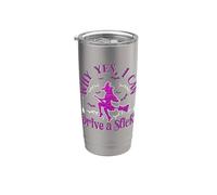 ¿Por qué sí puedo conducir un palo de miedo divertido bruja de Halloween Vaso térmico de acero inoxidable de doble pared