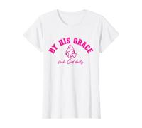 por Su Gracia, Sé Fuerte Valiente, Estados Unidos, No Tengas Miedo Camiseta gráfica económica, Mujer, Blanco, L