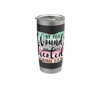 Por sus heridas somos sanados Isaías 53:5 Cristiano Vaso térmico de acero inoxidable de doble pared