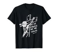 por Sus Rayas Somos Sanados Isaías 53:5 Camiseta gráfica económica, Hombre, Negro, M
